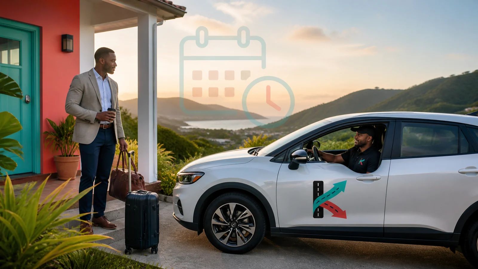 Caribbean KiloDrive driver arrives for a planned early-morning pickup.